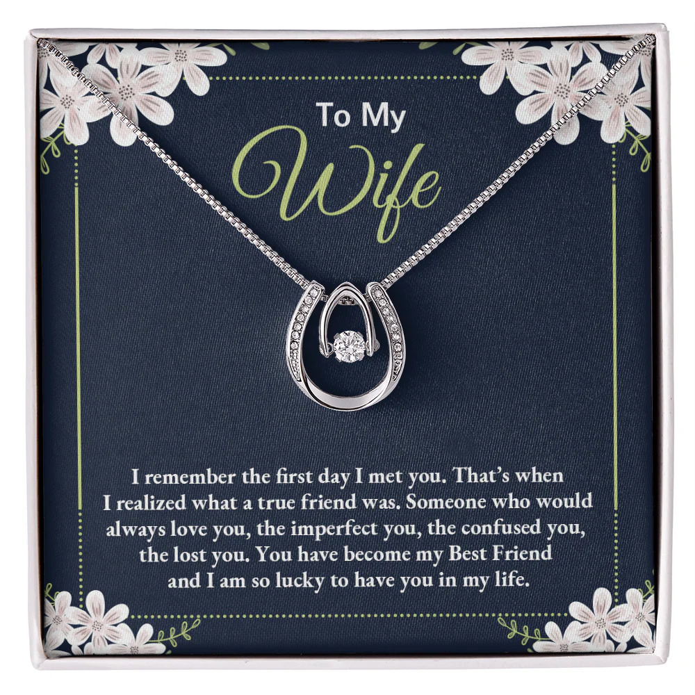 Wife True Friend Lucky Horseshoe Necklace Standard Box